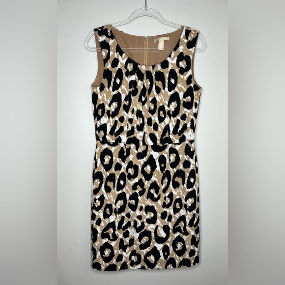 Banana Republic Dresses & Skirts - Banana Republic cheetah/leopard print black/tan/white dress. Size - 10. Pleats.